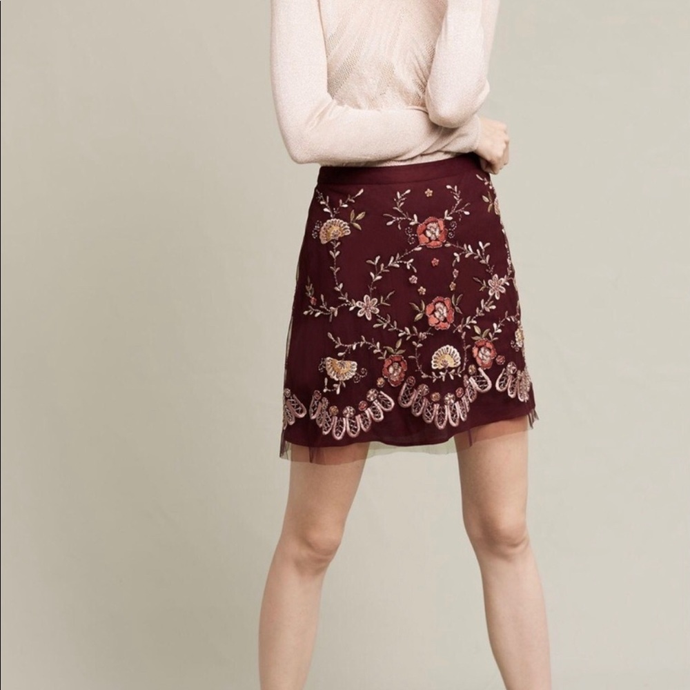 Anthropologie Ranna Gill Regal beaded mini skirt